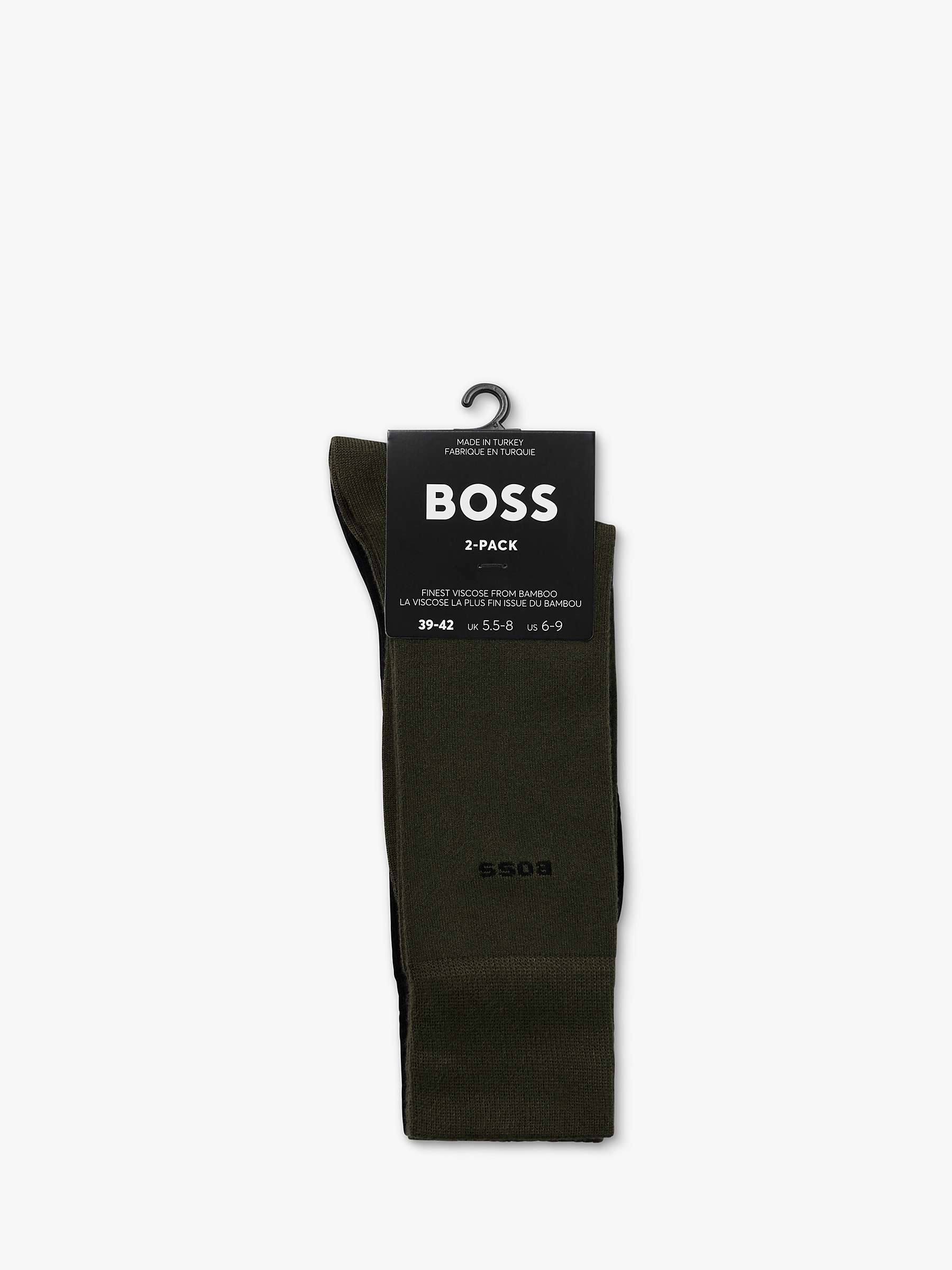 Buy BOSS Soft Plain Logo Socks, Pack Of 2, Open Green Online at johnlewis.com