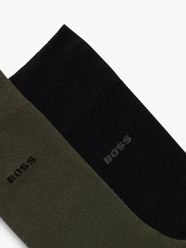 BOSS Soft Plain Logo Socks, Pack Of 2, Open Green