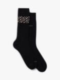 HUGO BOSS BOSS Plain & Geometric Pattern Cotton Blend Socks, Pack of 2, Black/Multi