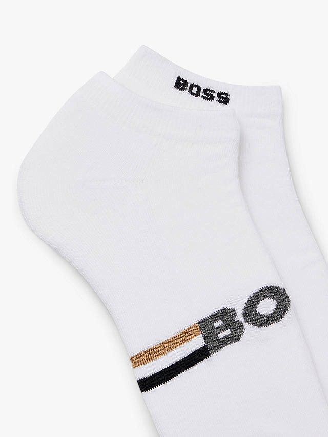 BOSS Iconic Stripe Design Ankle Socks, Pack of 2, White
