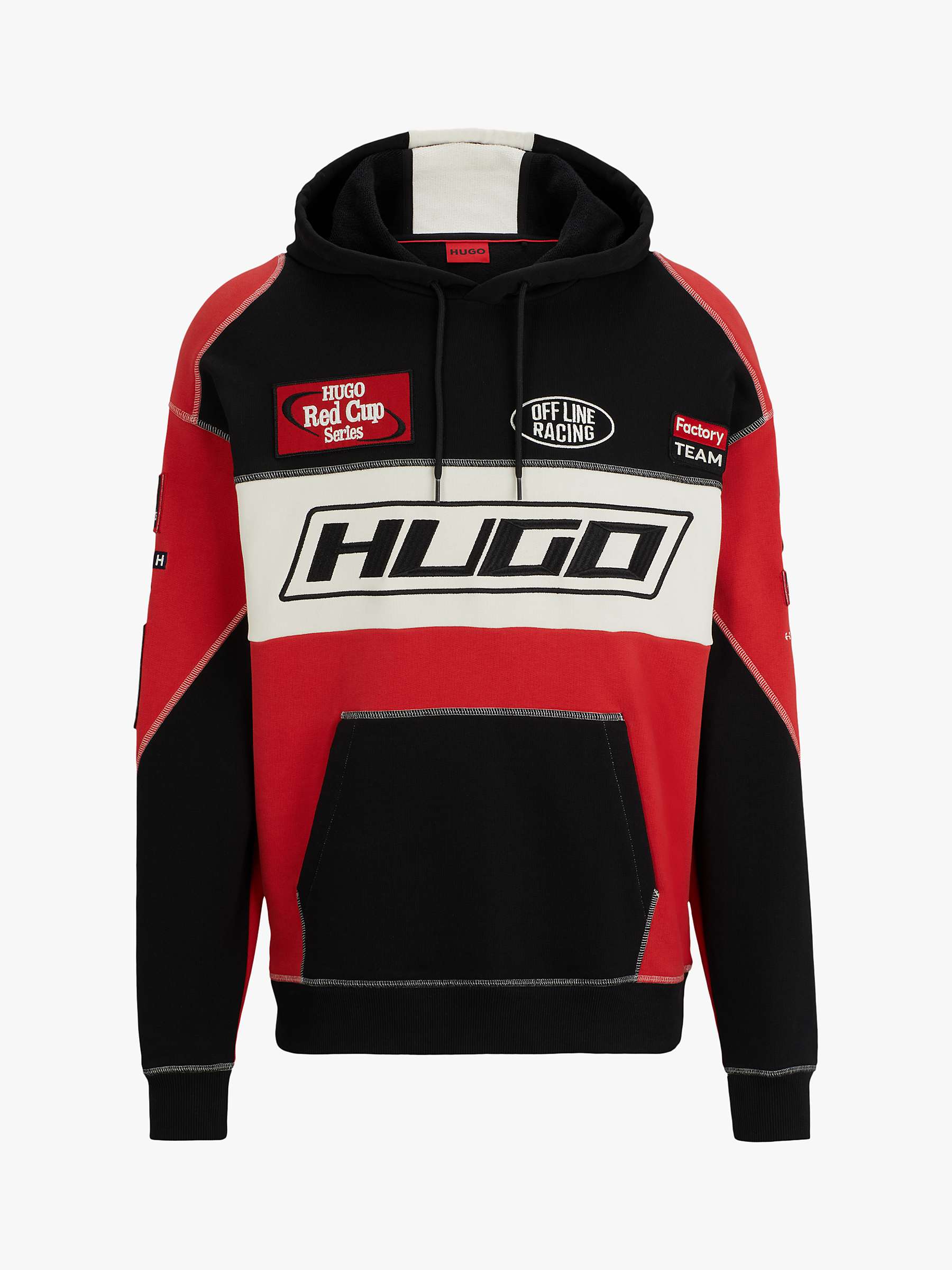 Buy HUGO Dussels Long Sleeve Hoodie, Red/Multi Online at johnlewis.com