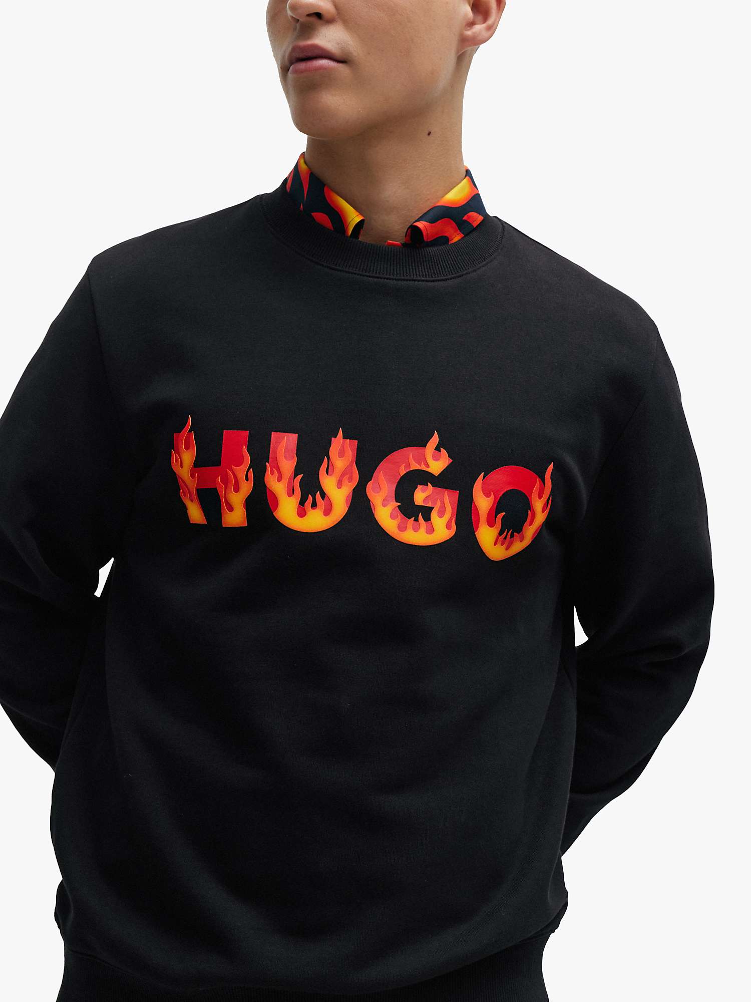 Buy HUGO Ditmo Cotton Top, Black Online at johnlewis.com