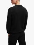 HUGO Sastor Zip Neck Knitted Polo Top, Black