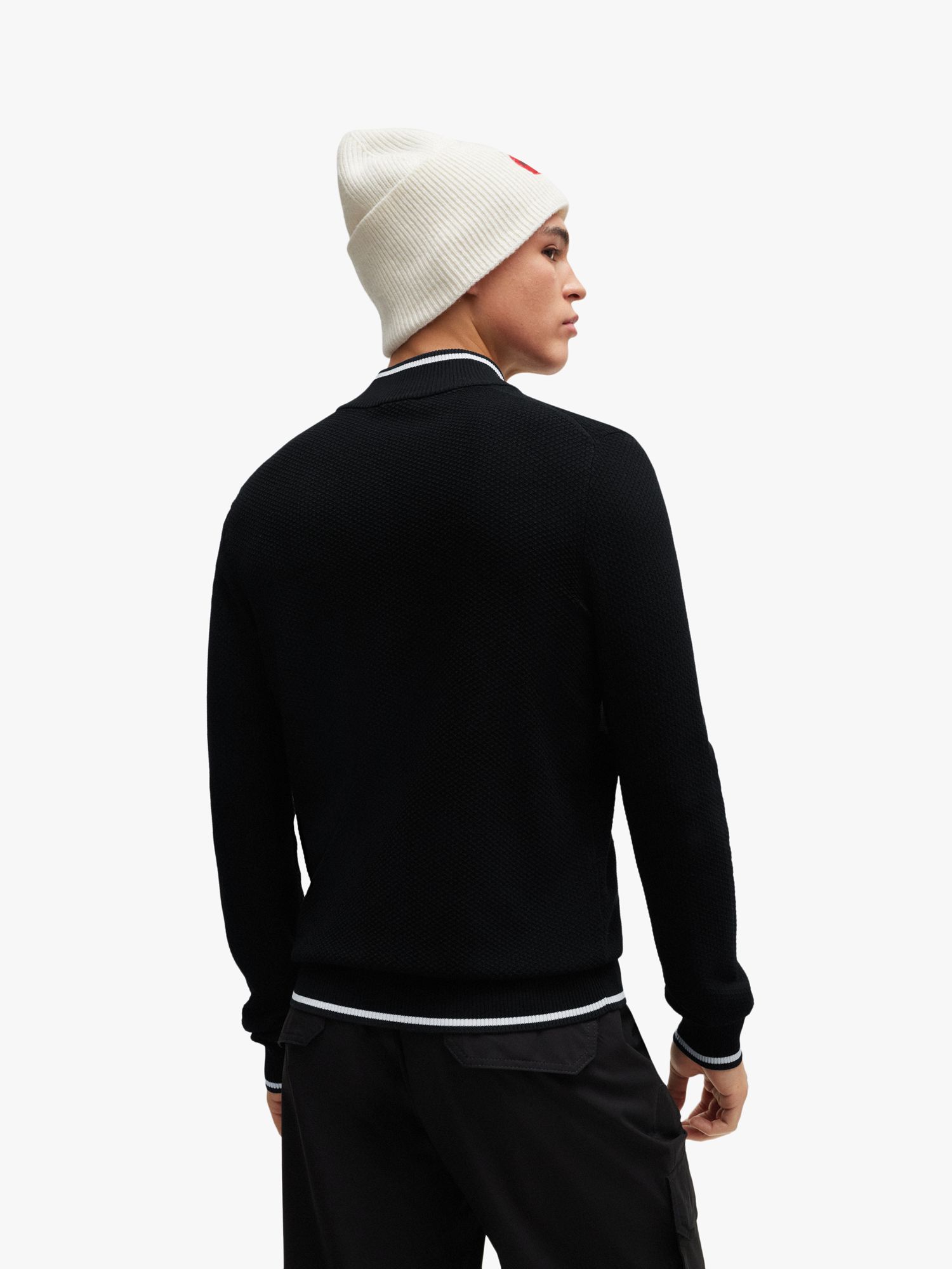 Buy HUGO Saikk 1/4 Zippped Knitted Jumper, Black Online at johnlewis.com
