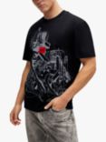 HUGO Dacifico Short Sleeve T-Shirt, Black/Multi, Black/Multi