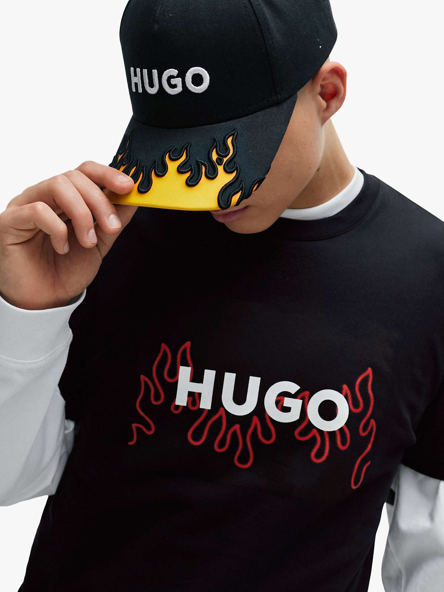 Buy HUGO Dulive Cotton T-Shirt, Black Online at johnlewis.com