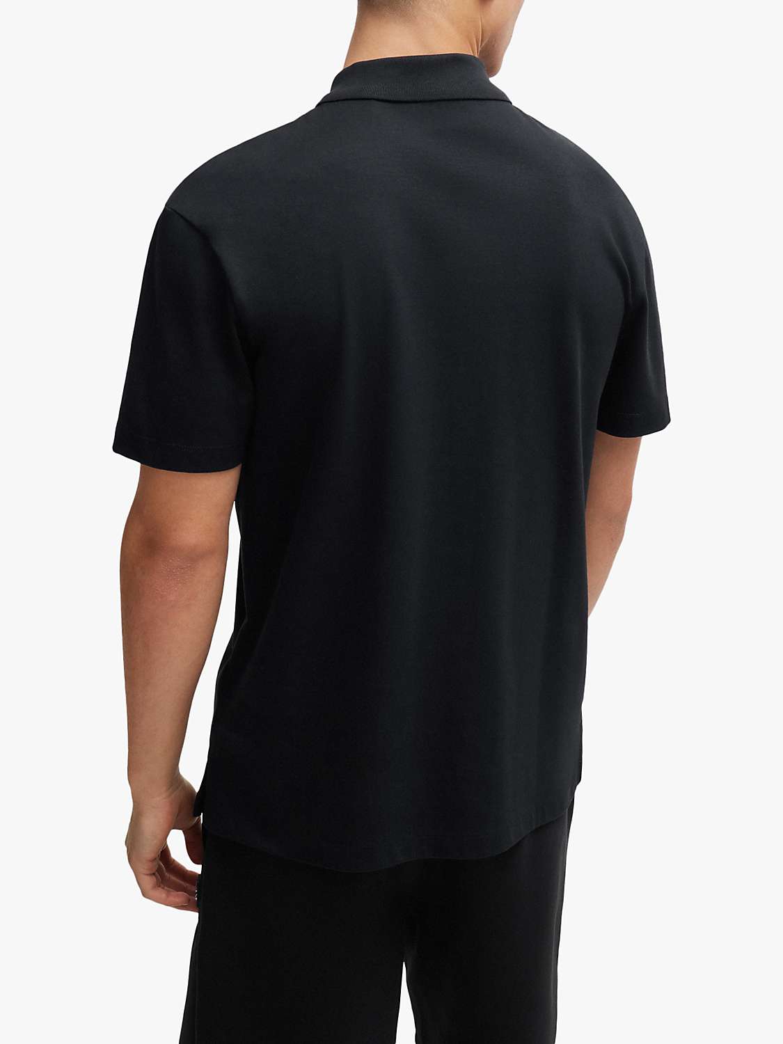 Buy HUGO Domer Short Sleeve Polo Shirt, Black Online at johnlewis.com