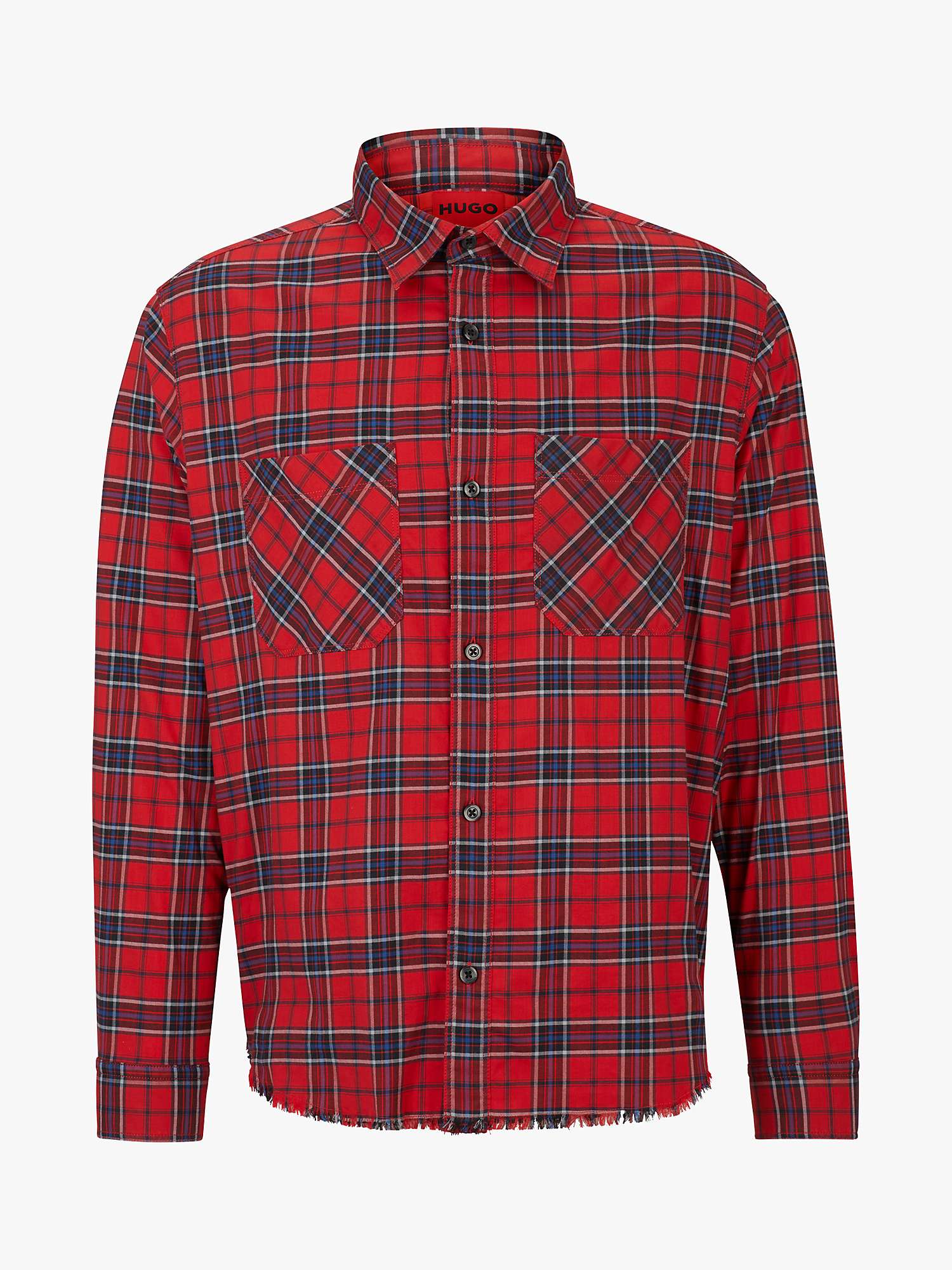 Buy HUGO Egit 693 Long Sleeve Shirt, Red/Multi Online at johnlewis.com