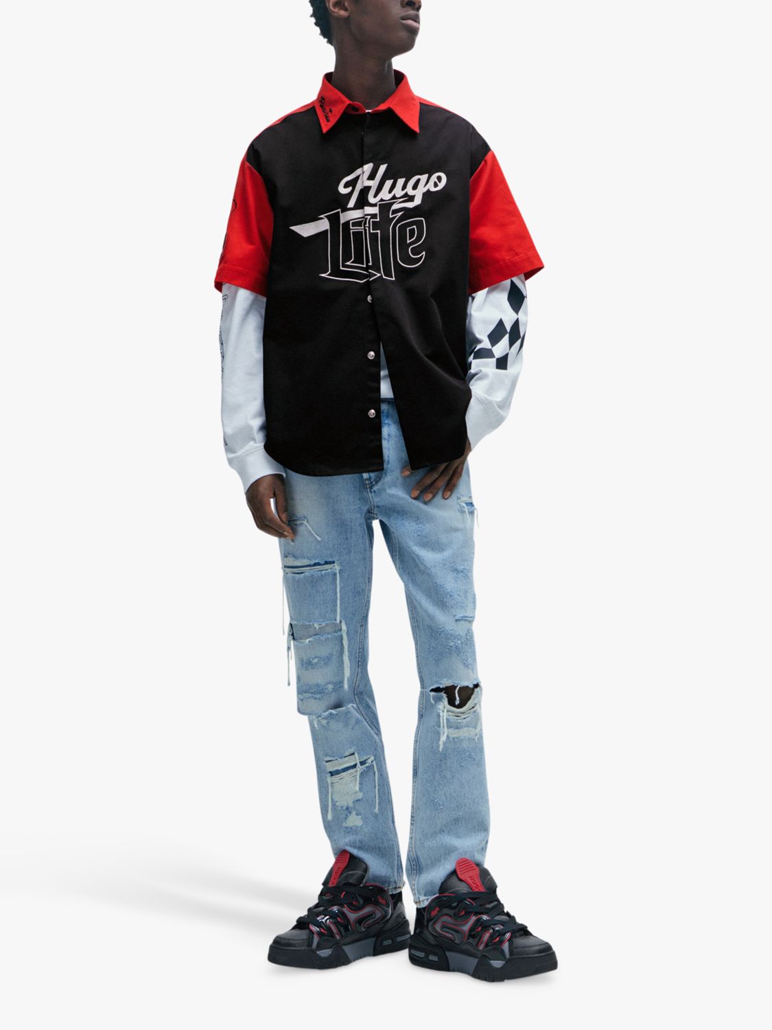 Buy HUGO Short Sleeve Nascar Shirt, Black/Multi Online at johnlewis.com