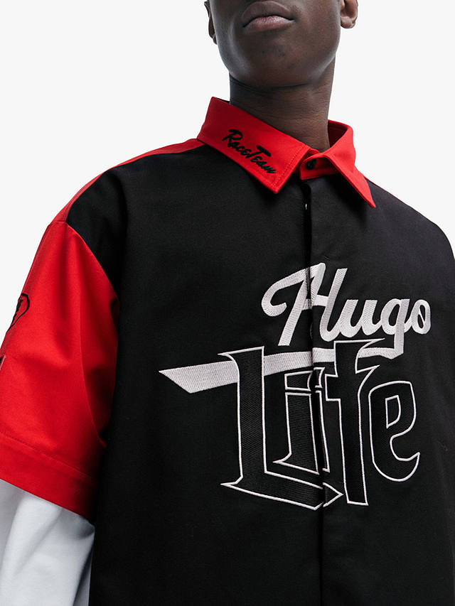 HUGO Short Sleeve Nascar Shirt, Black/Multi