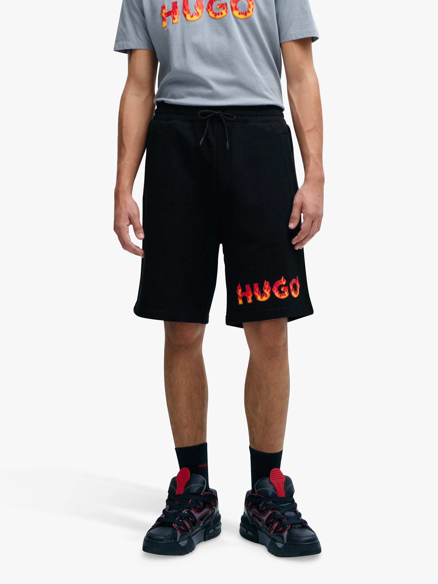 Buy HUGO Dinque Cotton Short, Black Online at johnlewis.com