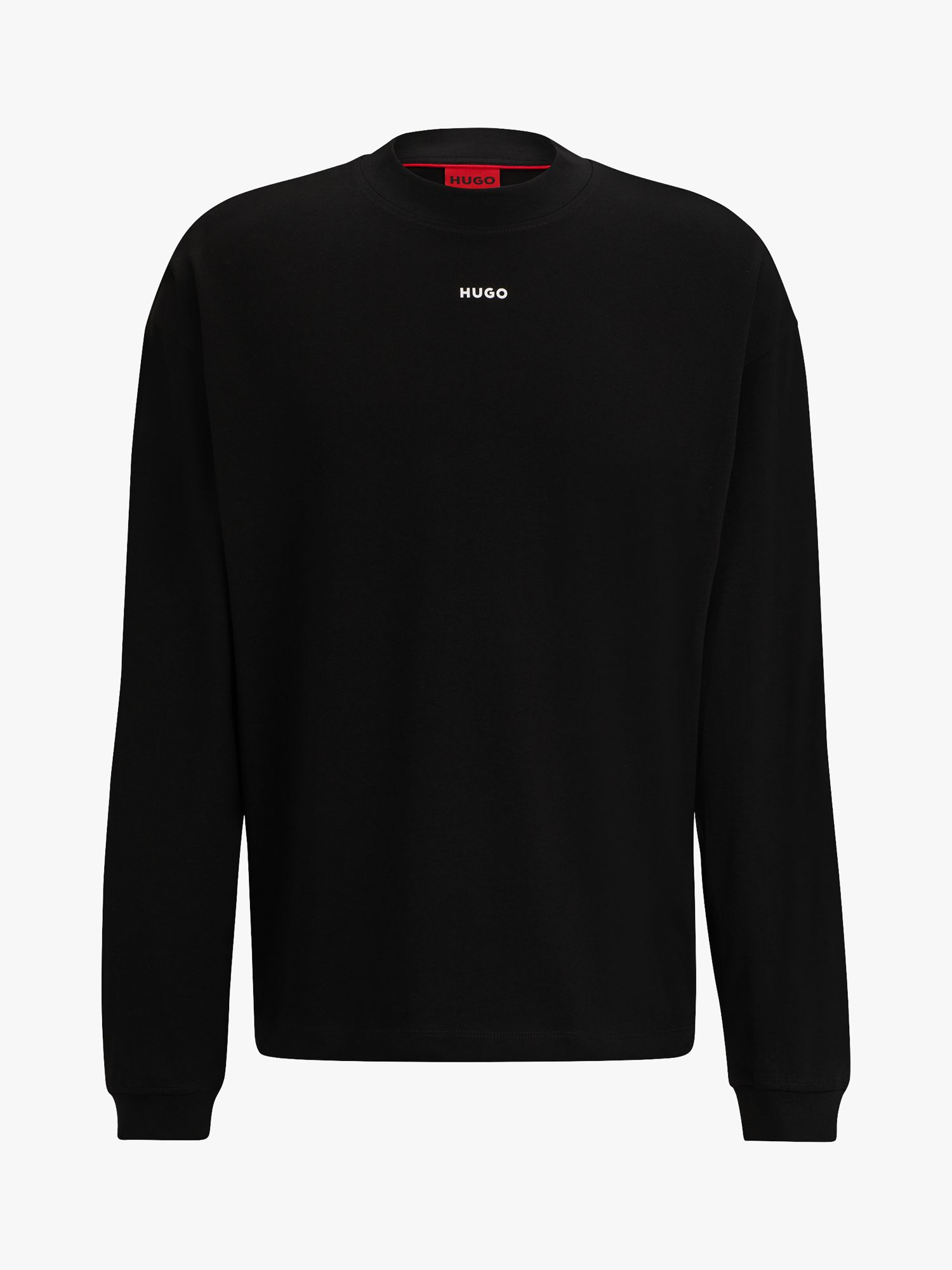 HUGO Daposo Crew Neck Logo Sweatshirt, Black at John Lewis & Partners