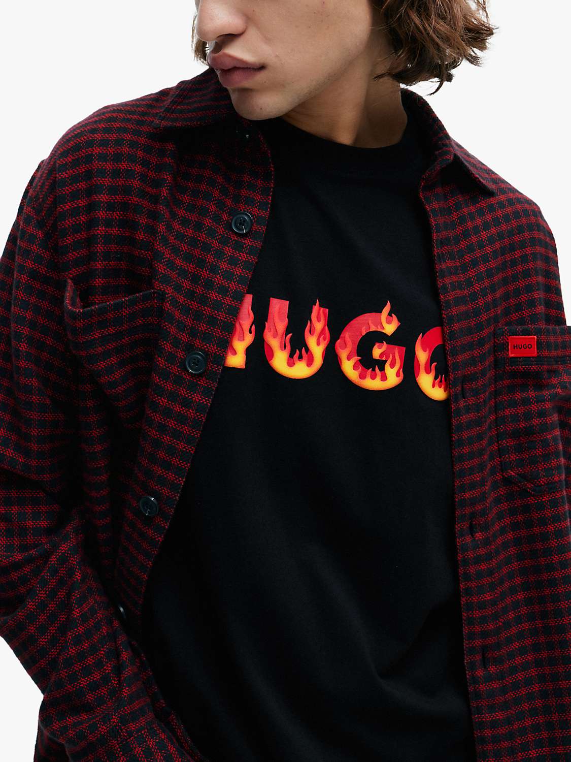 Buy HUGO Danda Cotton T-Shirt, Black Online at johnlewis.com