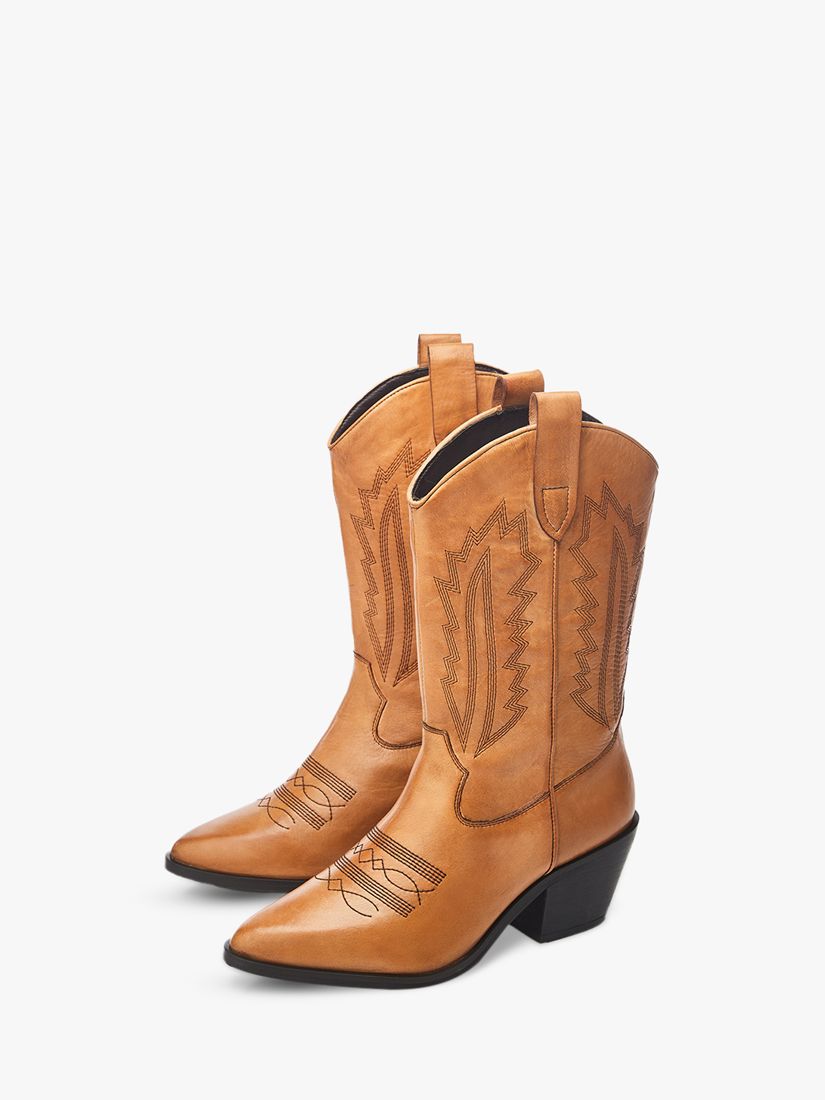 Buy Moda in Pelle Heston Leather Cowboy Boots, Tan Online at johnlewis.com