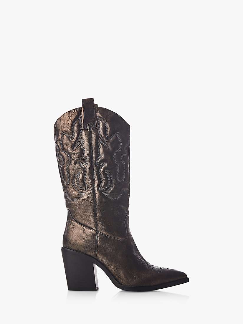 Buy Moda in Pelle Leahannie Leather Cowboy Boots, Pewter Online at johnlewis.com