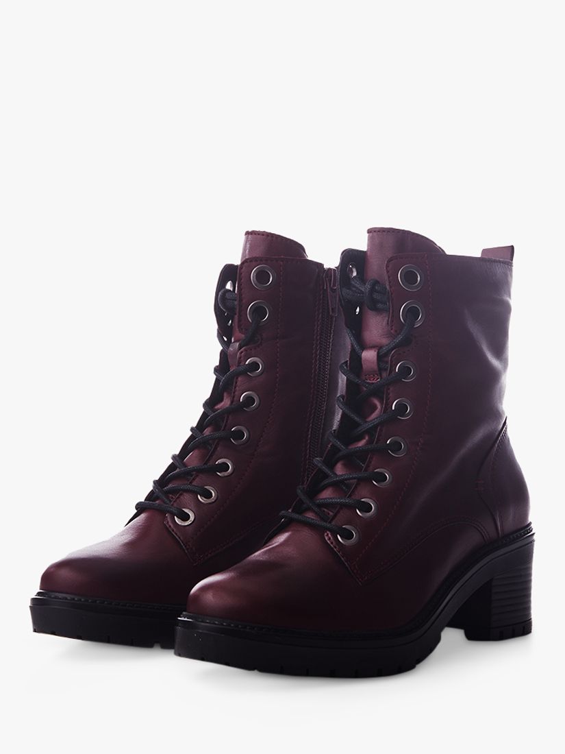 Moda in Pelle Bellzie Leather Biker Boots, Burgundy at John Lewis ...