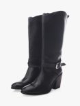 Moda in Pelle Serana Buckle Detail Leather Knee Boots, Black