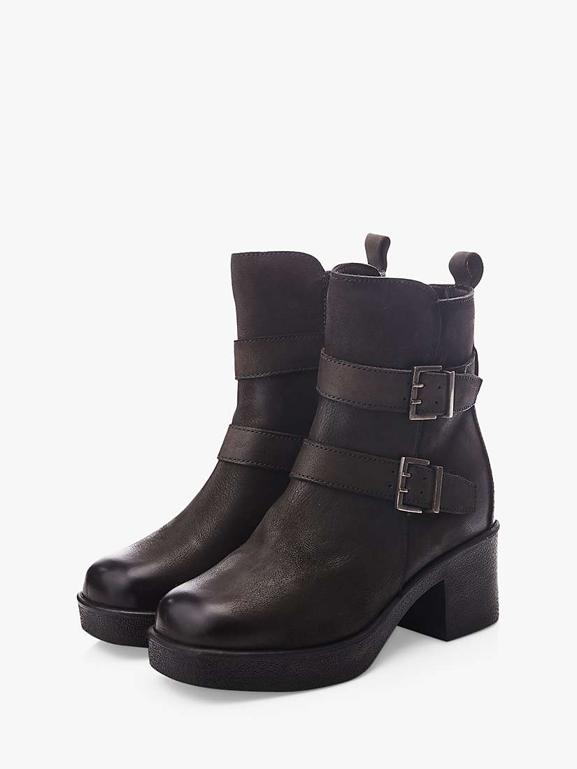 Buy Moda in Pelle Shoon Sagitta Nubuck Heeled Ankle Boots, Olive Online at johnlewis.com