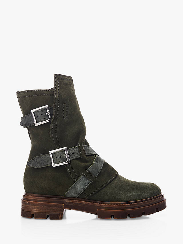 Moda in Pelle Biona Suede Buckle Boots, Green at John Lewis & Partners
