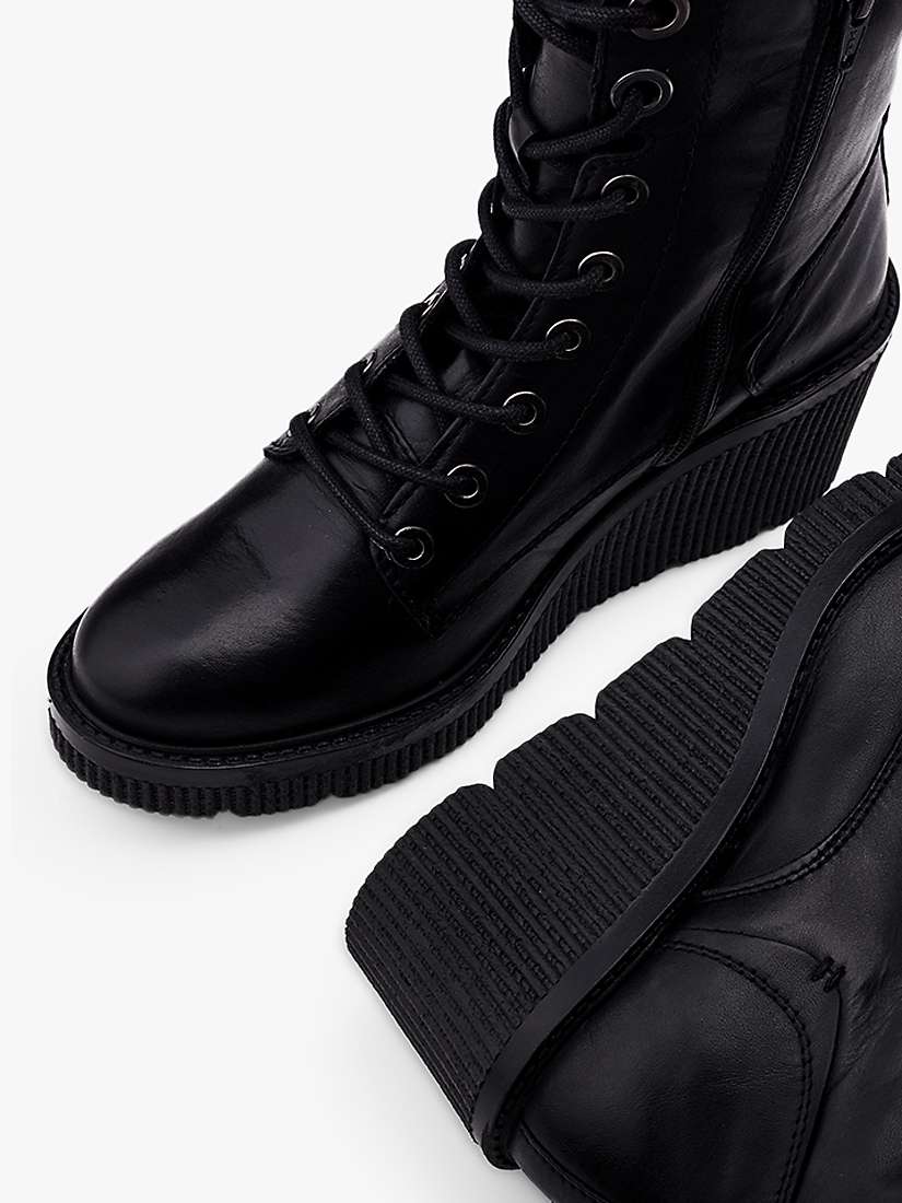 Moda in Pelle Braniyah Leather Wedge Heel Boots, Black at John Lewis ...