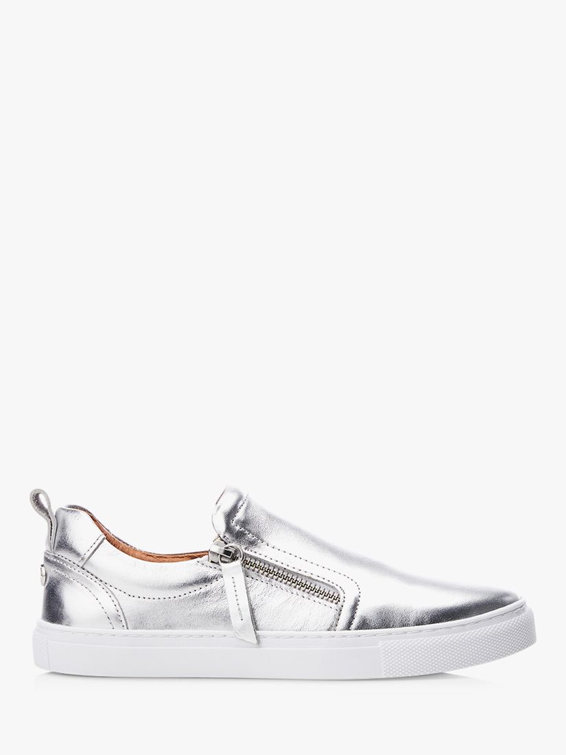 Hush Puppies Camille Lace-Up Leather Trainers, Silver at John