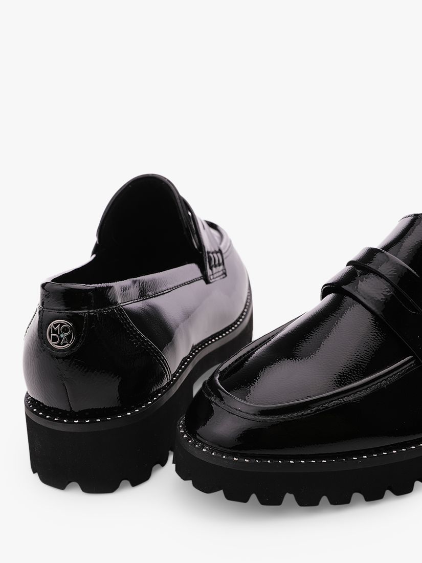 Buy Moda in Pelle Calfie Patent Leather Loafers, Black Online at johnlewis.com