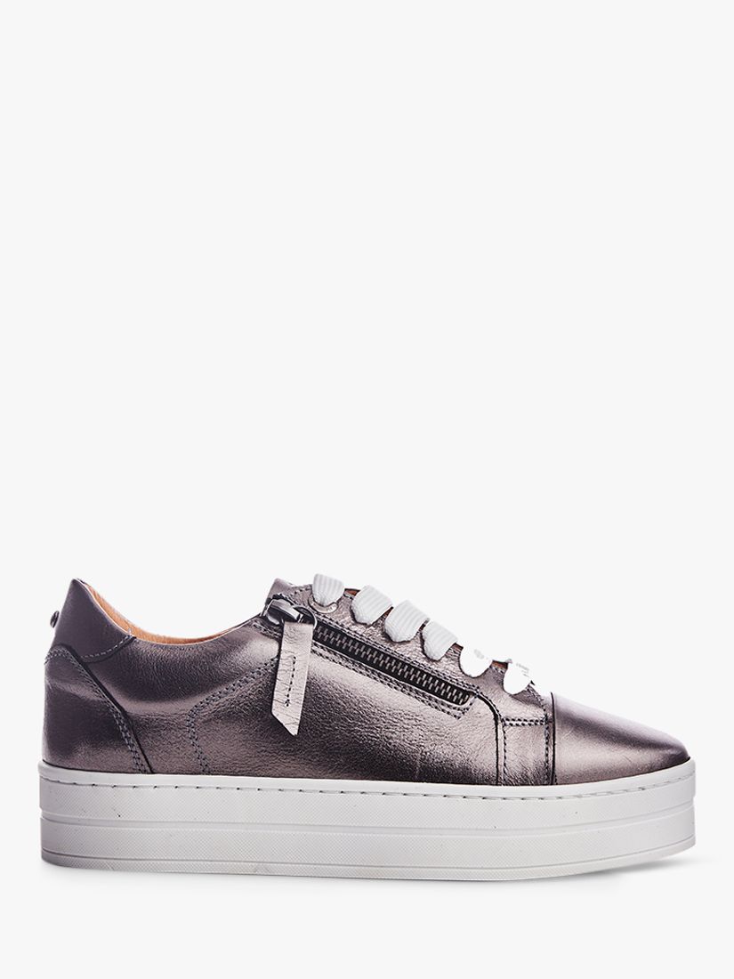 Moda in Pelle Abbiy Leather Chunky Trainers, Silver at John Lewis ...