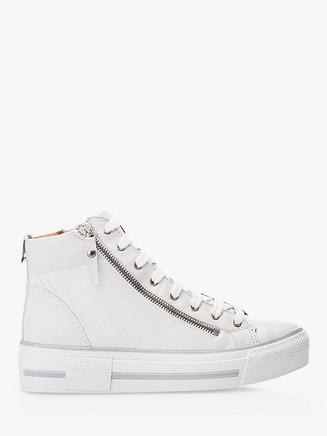 Moda in Pelle Annaken Leather Hi-Top Trainers, White at John Lewis ...