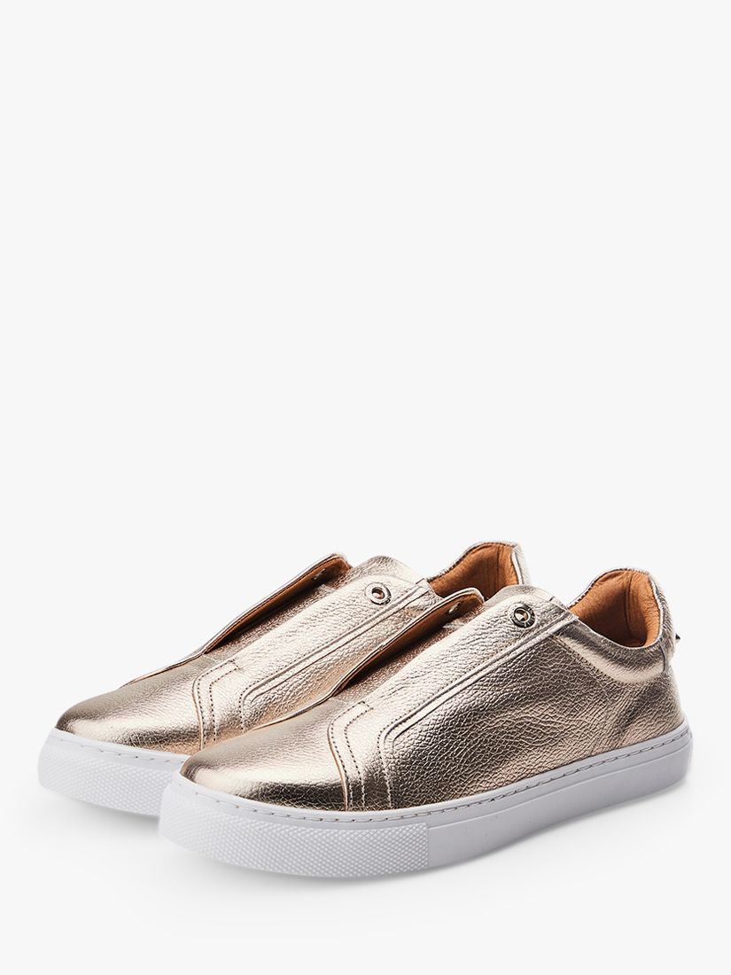 Moda in Pelle Bencina Leather Slip On Trainers, Gold at John Lewis ...