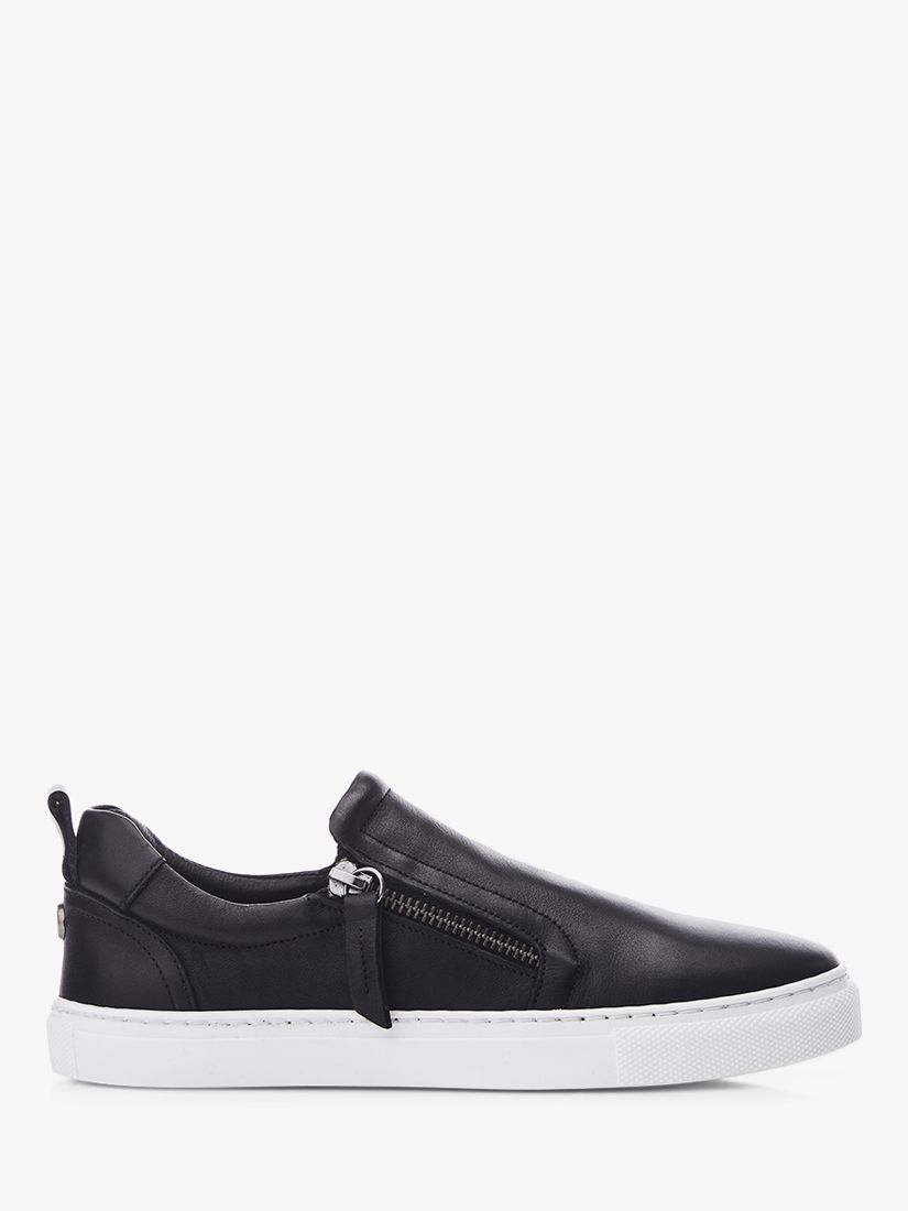 Moda in Pelle Bradly Leather Slip On Trainers, Black, 3