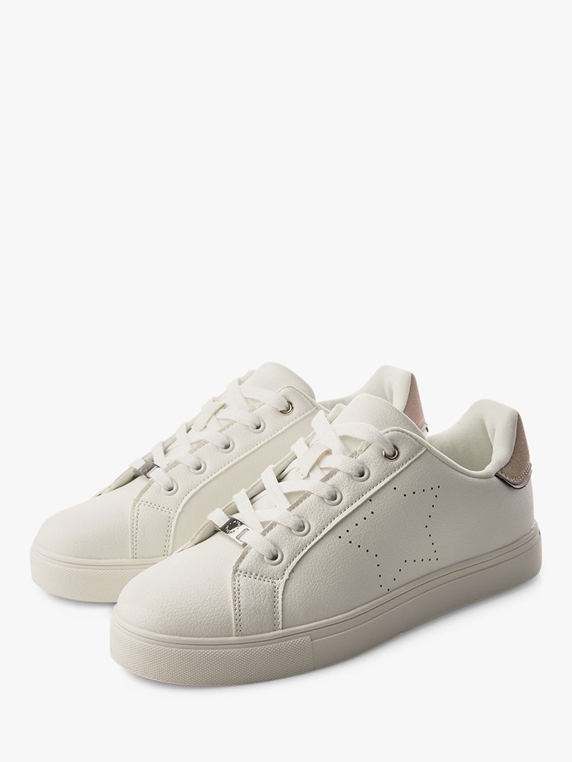 Moda in Pelle Acantha Perforated Star Trainers, White at John Lewis ...