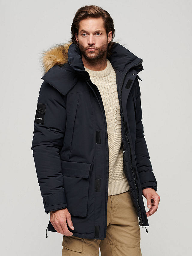 Superdry XPD Everest Faux Fur Hooded Parka, Eclipse Navy