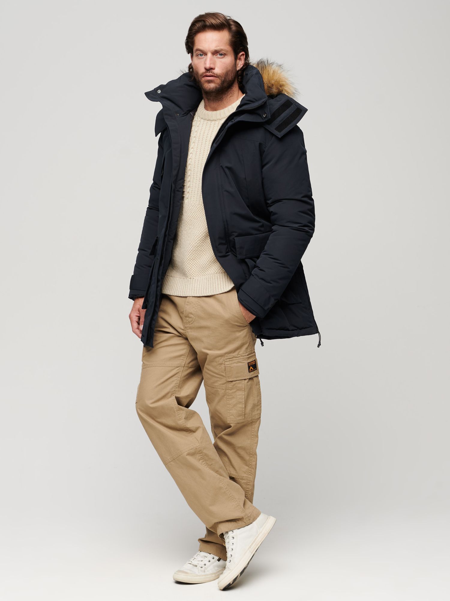 Superdry XPD Everest Faux Fur Hooded Parka, Eclipse Navy at John Lewis ...