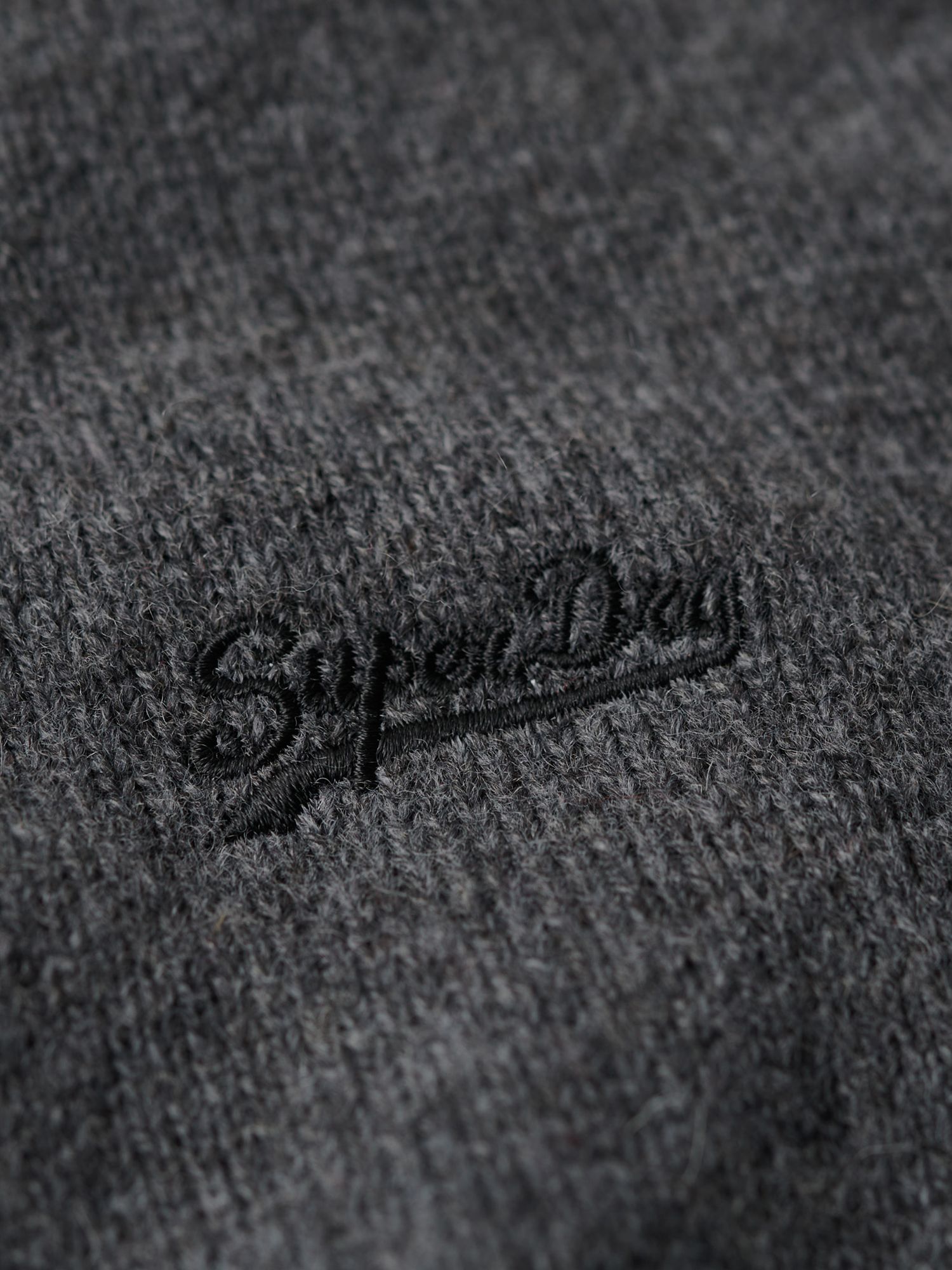 Superdry Essential Embroidered Knit Henley Jumper, Gull Grey Marl at ...