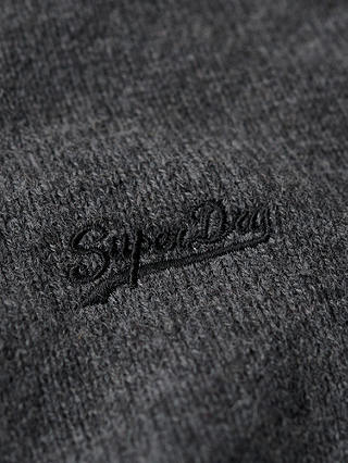 Superdry Essential Embroidered Knit Henley Jumper, Gull Grey Marl