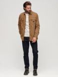 Superdry Organic Cotton Canvas Workwear Overshirt, Sandstone Brown