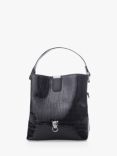 Moda in Pelle Adriana Patent Croc Bucket Bag, Black