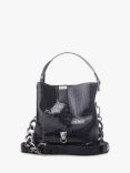 Moda in Pelle Adriana Patent Croc Bucket Bag, Black