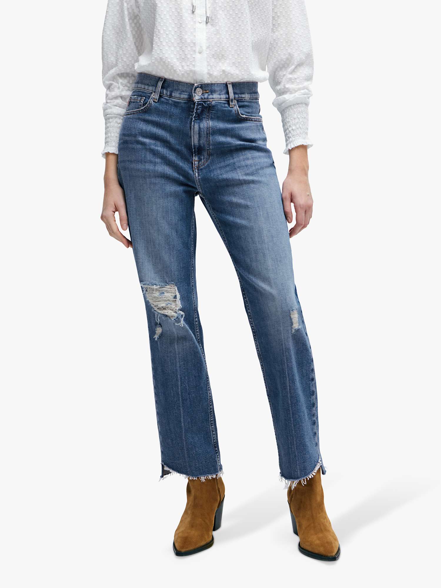 Buy BOSS Cotton Blend Slim Jeans, Medium Blue Online at johnlewis.com