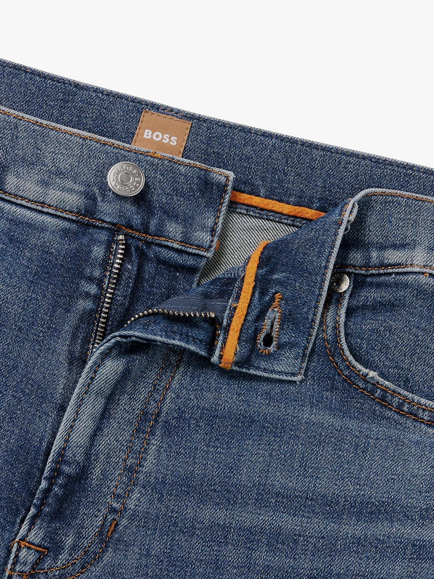 Buy BOSS Cotton Blend Slim Jeans, Medium Blue Online at johnlewis.com