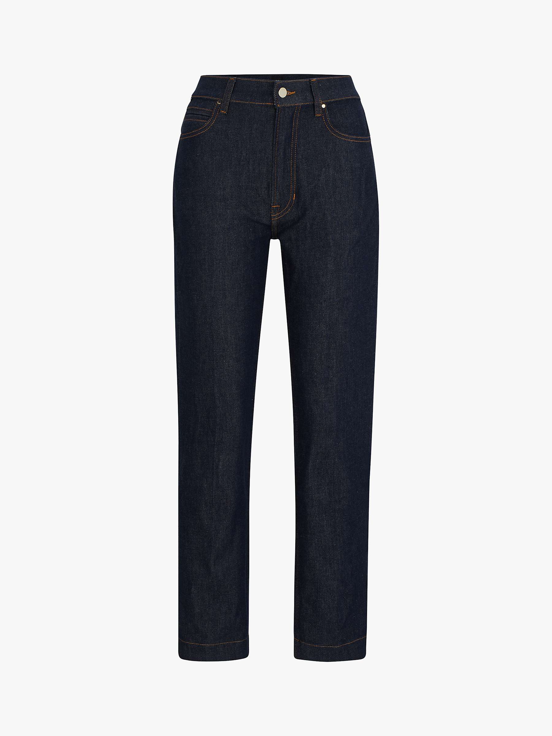 Buy BOSS Ada High Rise Straight Leg Jeans, Dark Blue Online at johnlewis.com