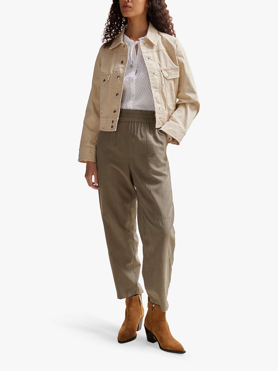 Buy BOSS Taiya Cropped Trousers, Open Grey Online at johnlewis.com