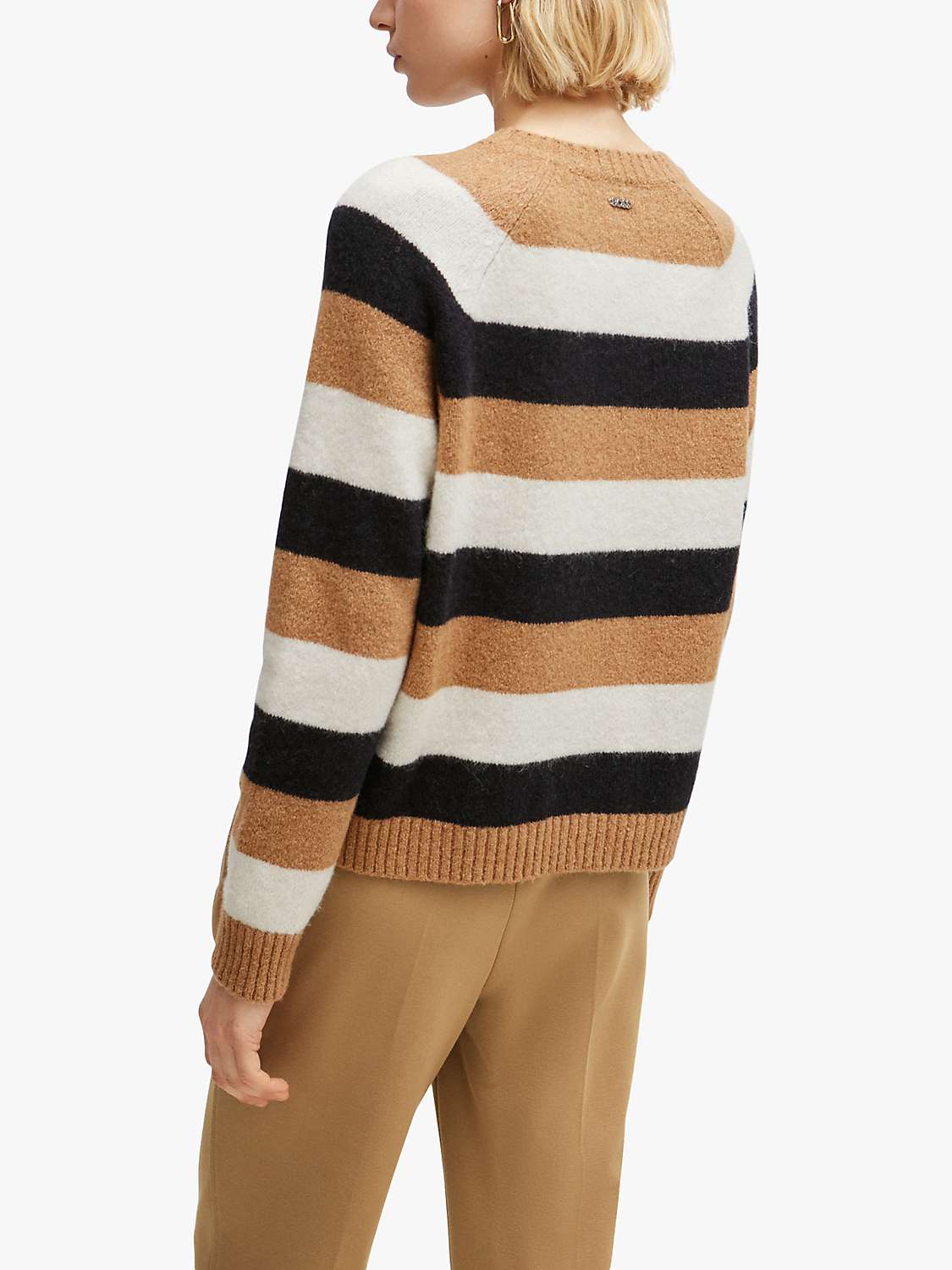 Buy BOSS Febisani Wool Blend Stripe Jumper, Camel/Multi Online at johnlewis.com