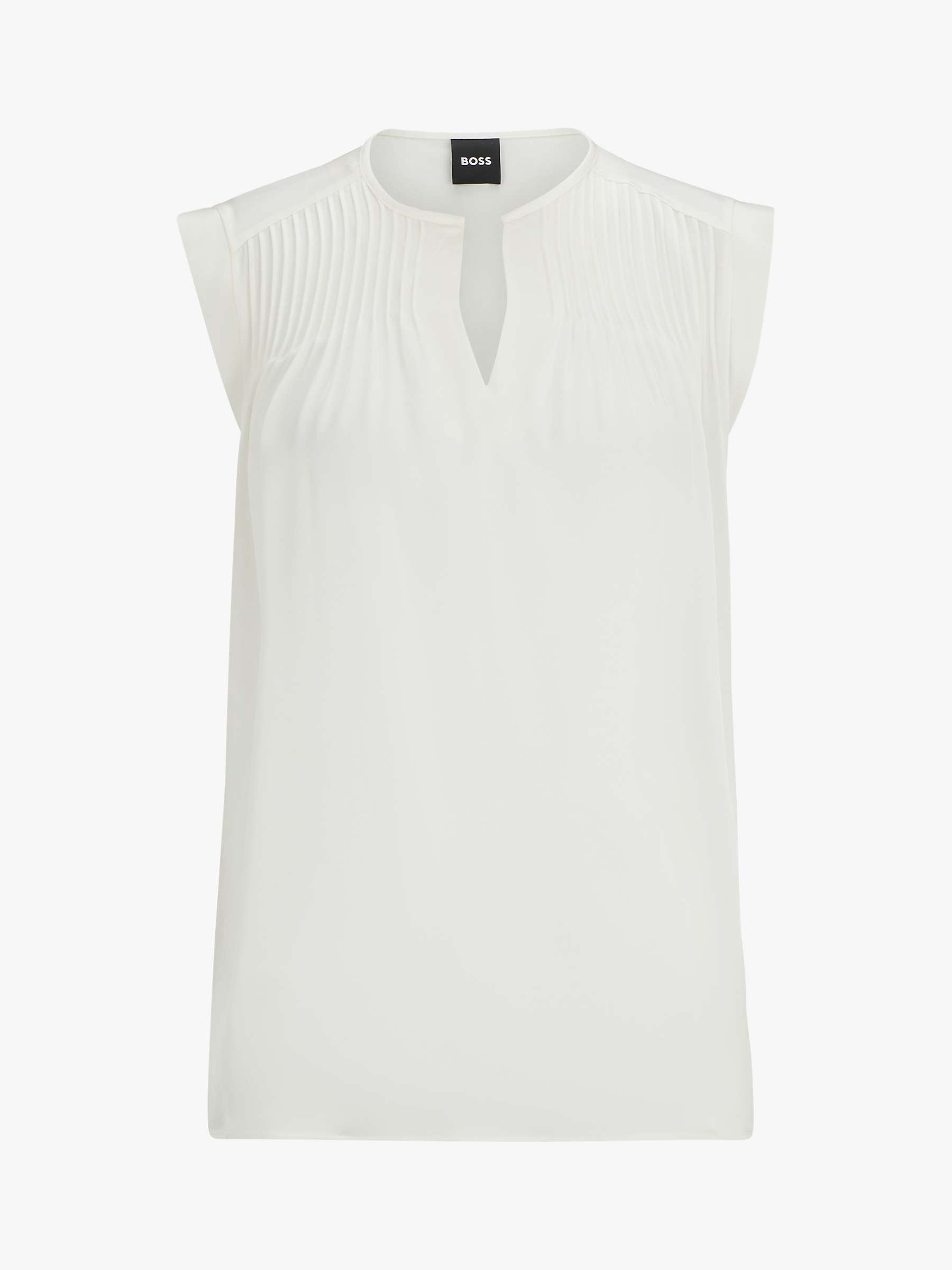 Buy BOSS Binalli Silk Blend Sleeveless Top, White Online at johnlewis.com
