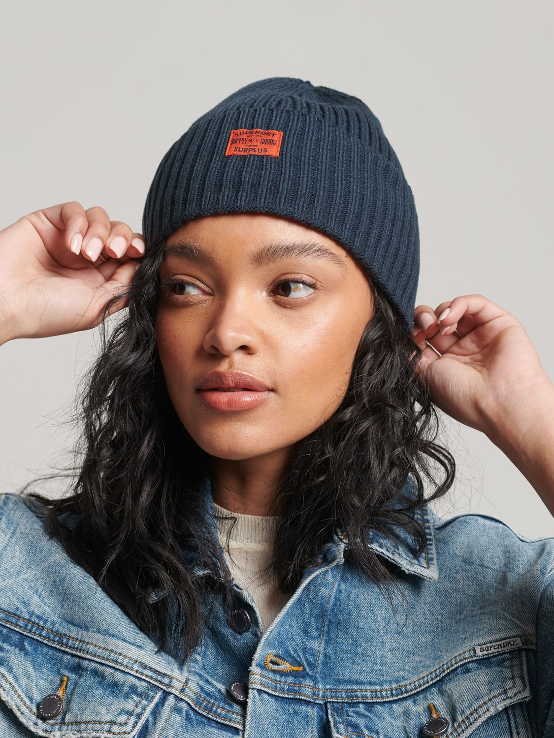 Superdry Workwear Beanie, Eclipse Navy at John Lewis & Partners
