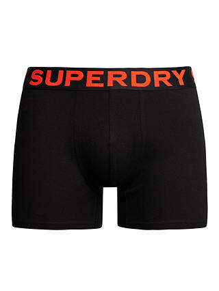Superdry Organic Cotton Blend Boxers, Pack of 3, Black/Orange/Grey Marl