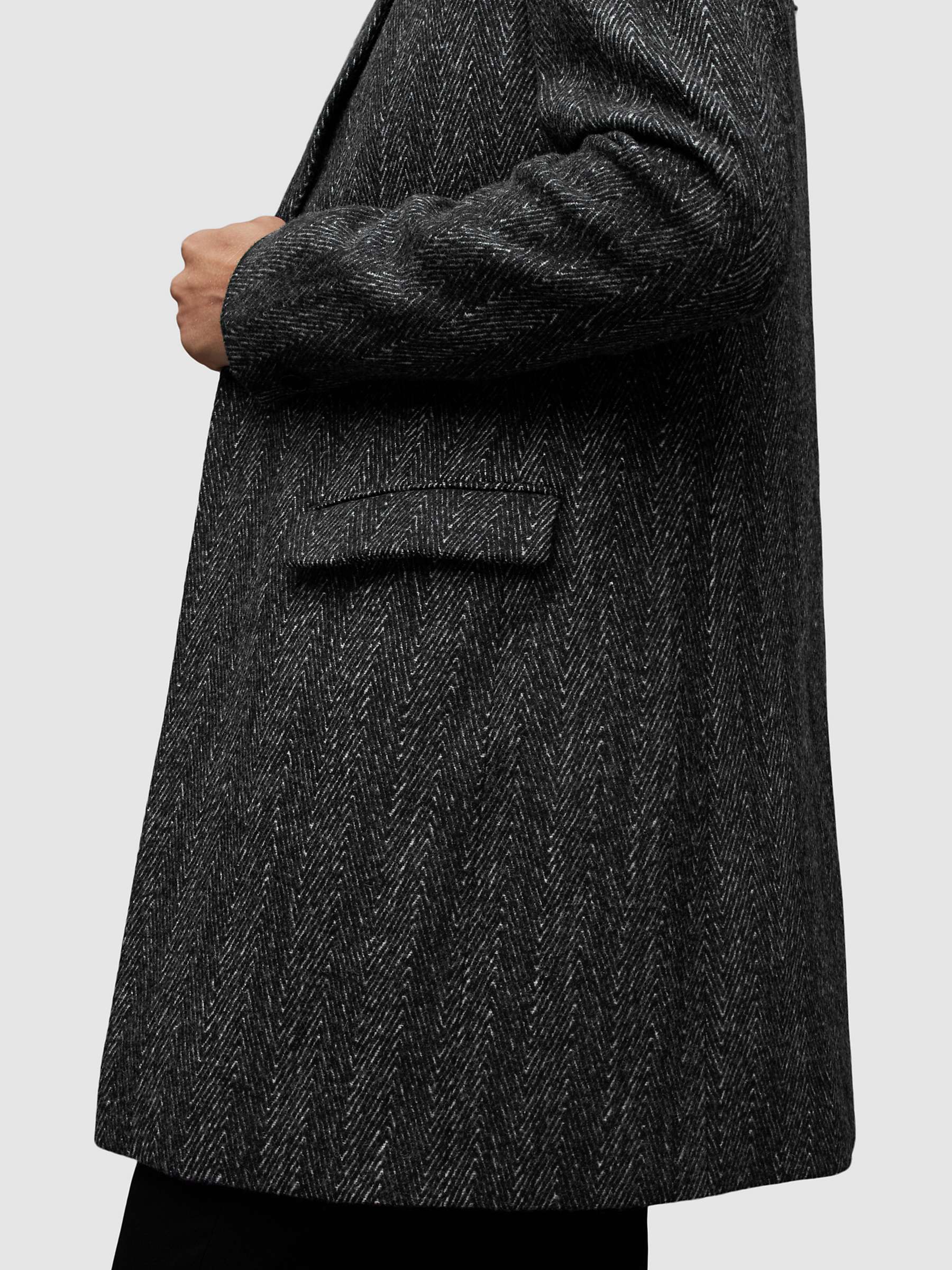 Buy AllSaints Manor Herringbone Wool Coat, Black Online at johnlewis.com