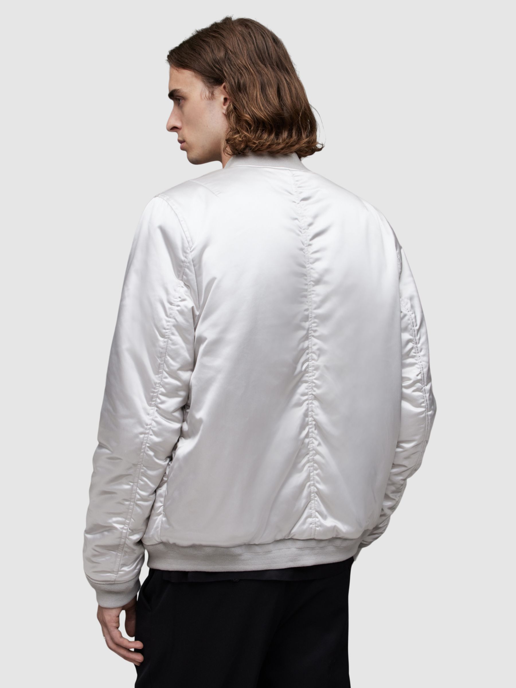 Buy AllSaints Eris Reversible Bomber Jacket, Silver/Black Online at johnlewis.com