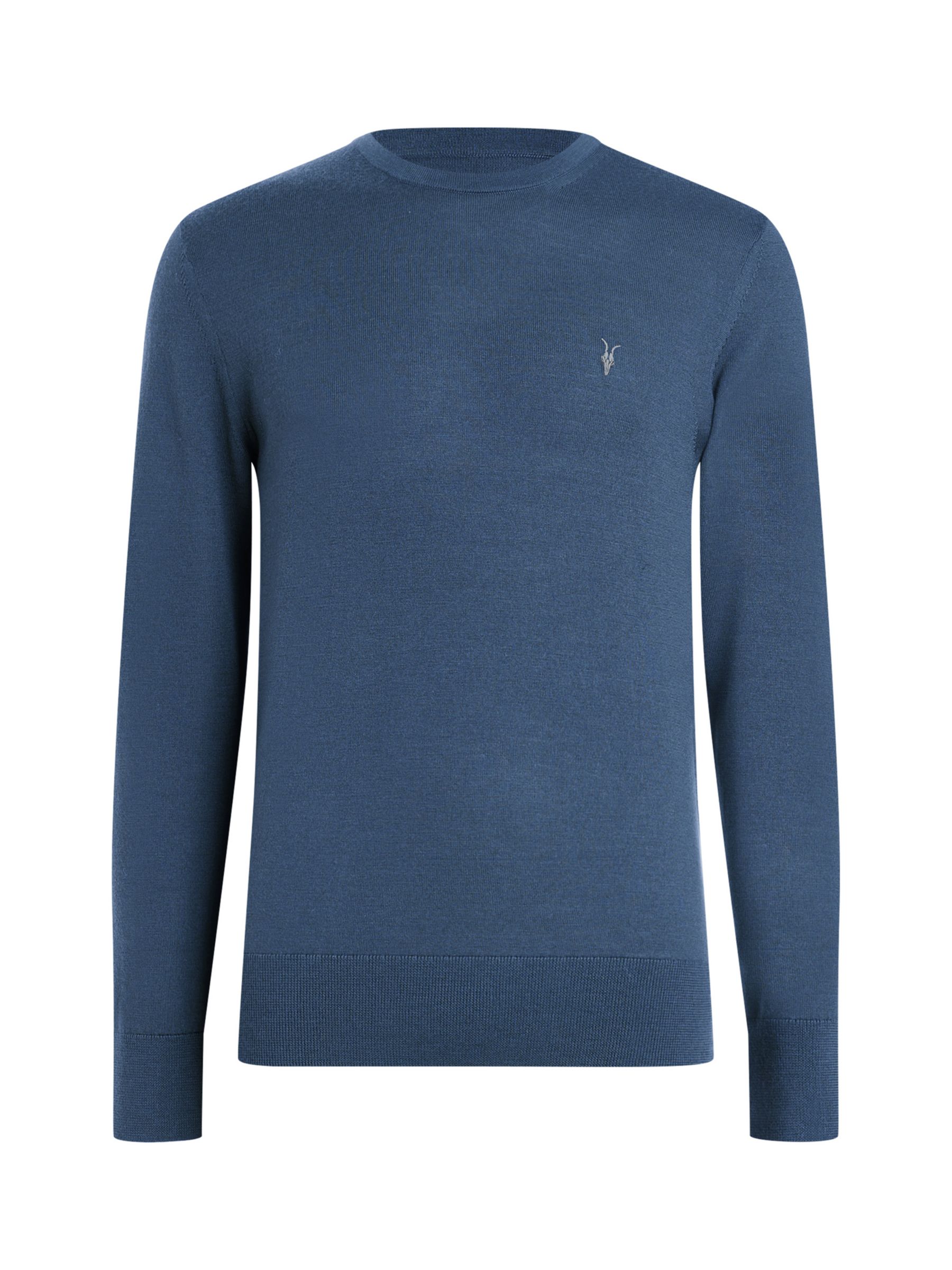 AllSaints Mode Merino Crew Neck Jumper, Solar Blue Marl at John Lewis ...