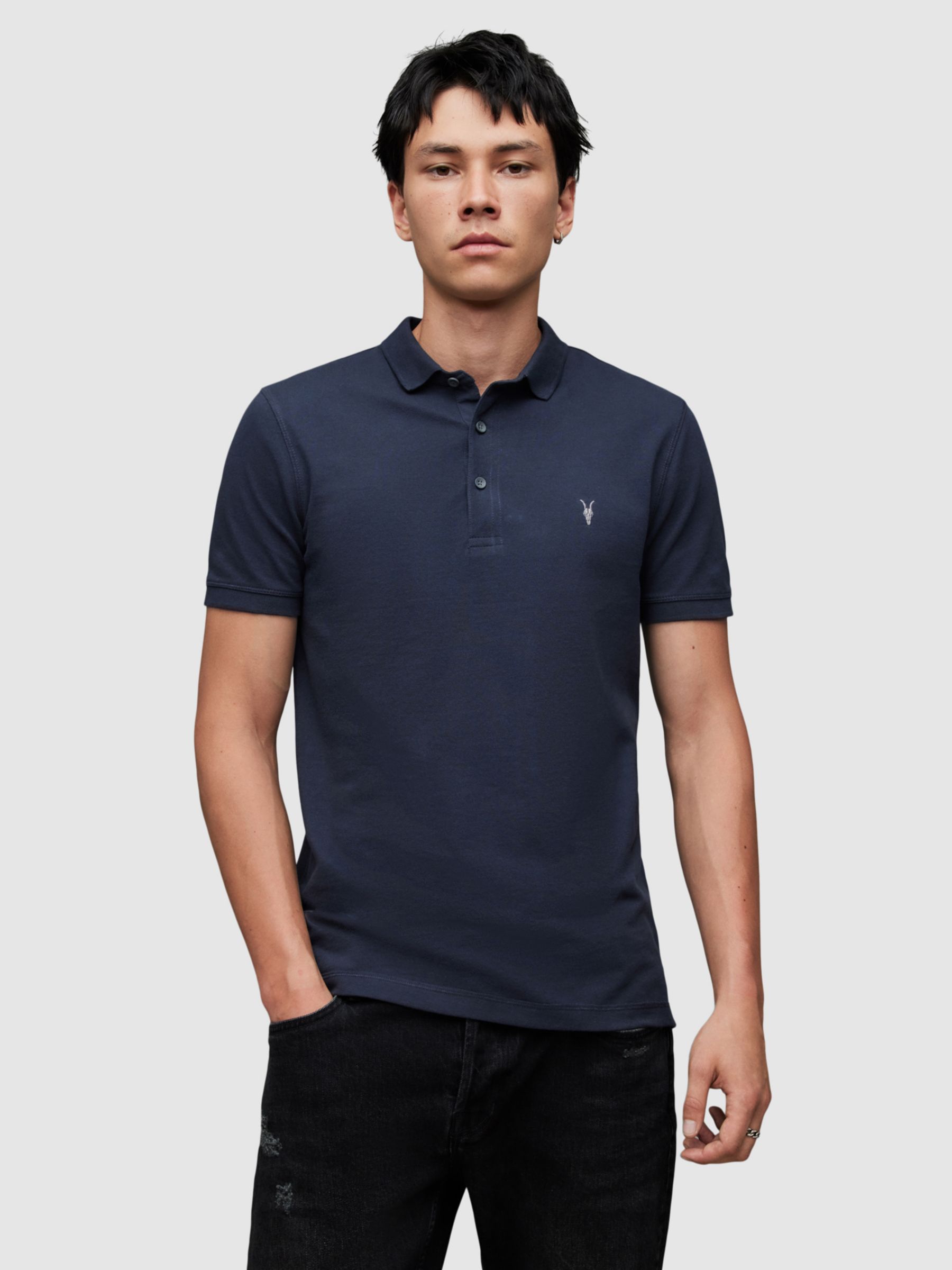 AllSaints Reform Polo Shirt, Cadet Blue